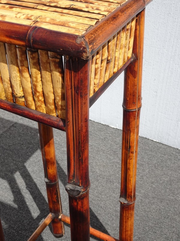 Vintage French Counry Bamboo Rattan Plant Stand ~ Side Table with a Drawer gallery