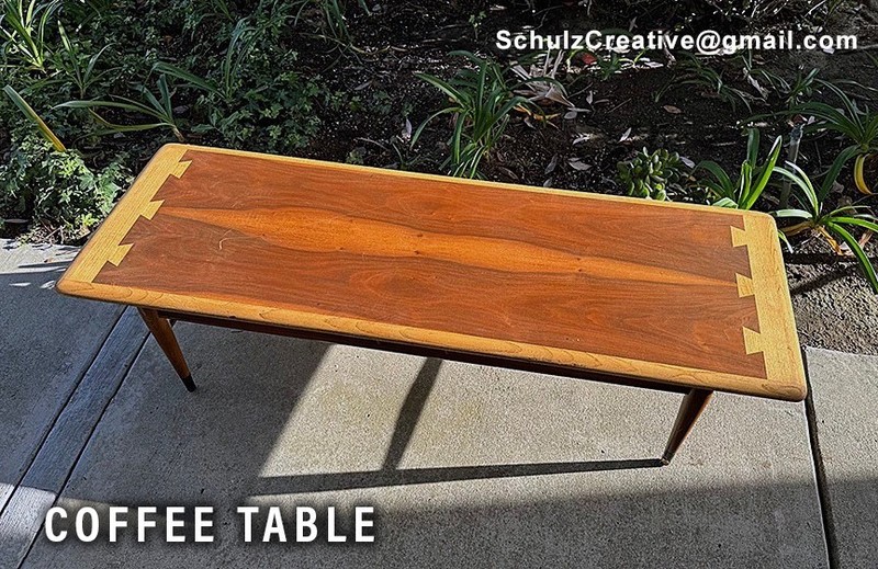 1960s Mid-Century Lane Acclaim Walnut Dovetail Coffee & Side Table w/Drawer Set gallery