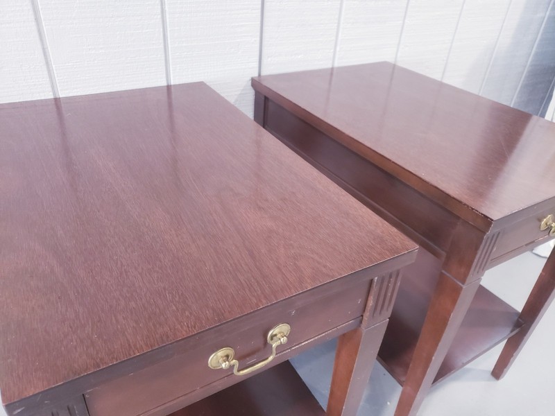 Two MERSMAN 25-2 Mahogany End Table With Wooden Drawer. Federalist Style. gallery