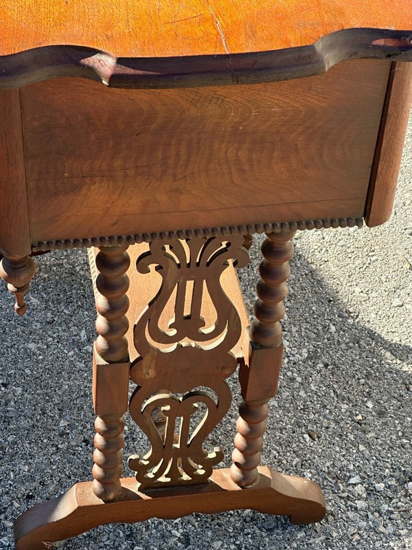 Antique empire Victorian Sewing Table Stand Night End Carved Ornate 1870 gallery