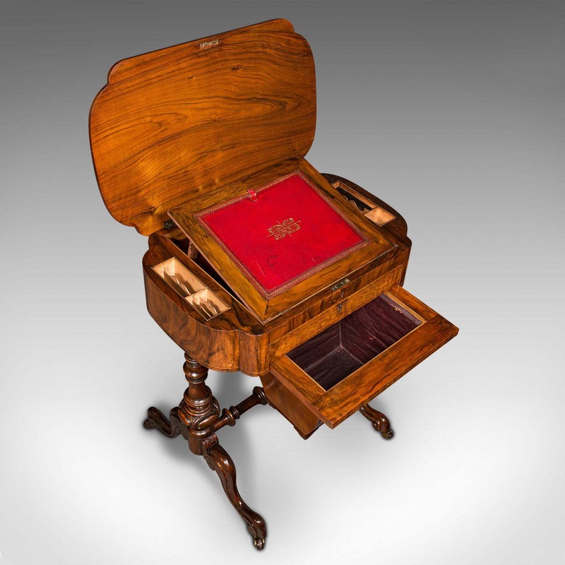Antique Ladies Work Table, English, Walnut, Writing, Waring & Gillow, Victorian gallery