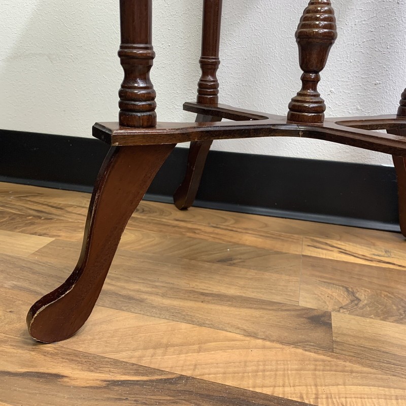 VTG 1970s American French Country Mahogany Wood 28" Pedestal Side Marble Table gallery