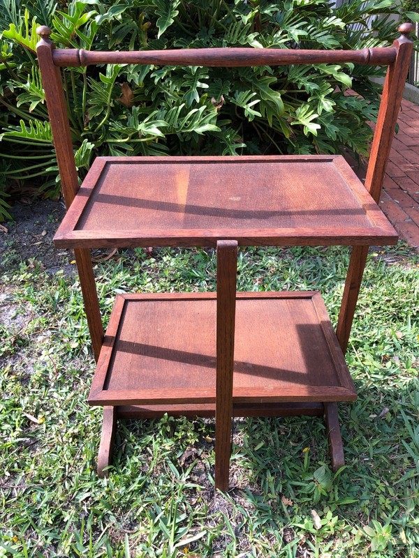 Pie Cooling Table, folding, 2 tier,vintage, 31"x12"20". Oak