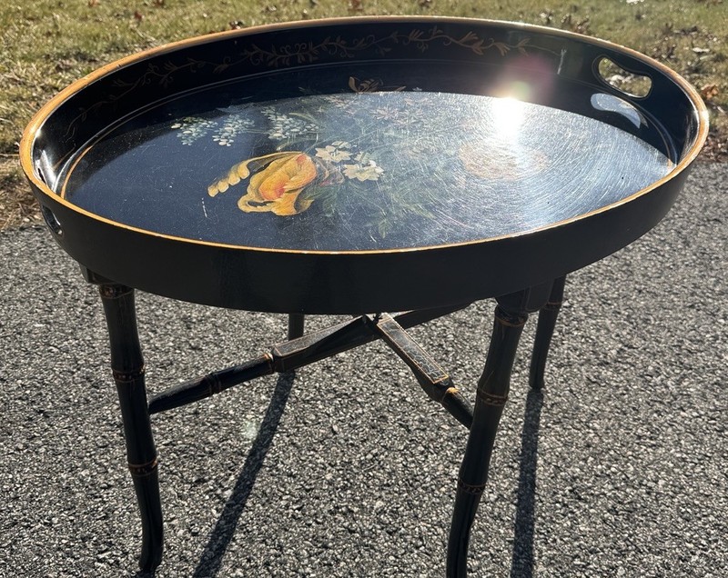 Vintage Pie Crust Tray Coffee Table-Ebonized And Gilded gallery