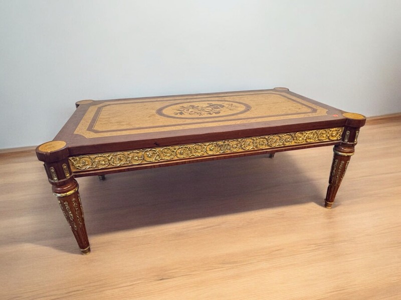 Bronze ormolu French Inlaid Coffee Table