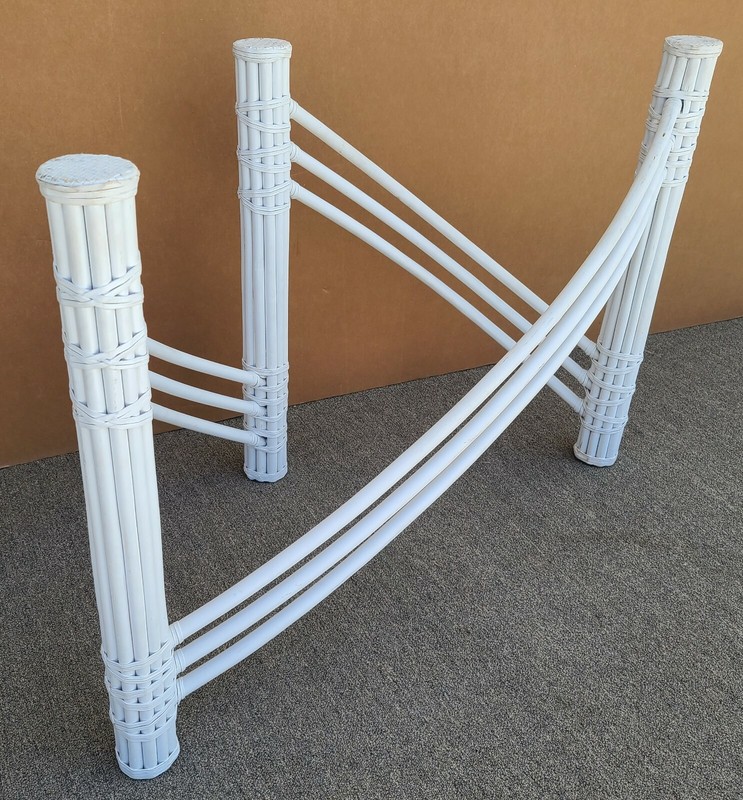 Palm Beach Regency Coastal Faux Bamboo Rattan Dining Console Table Base gallery