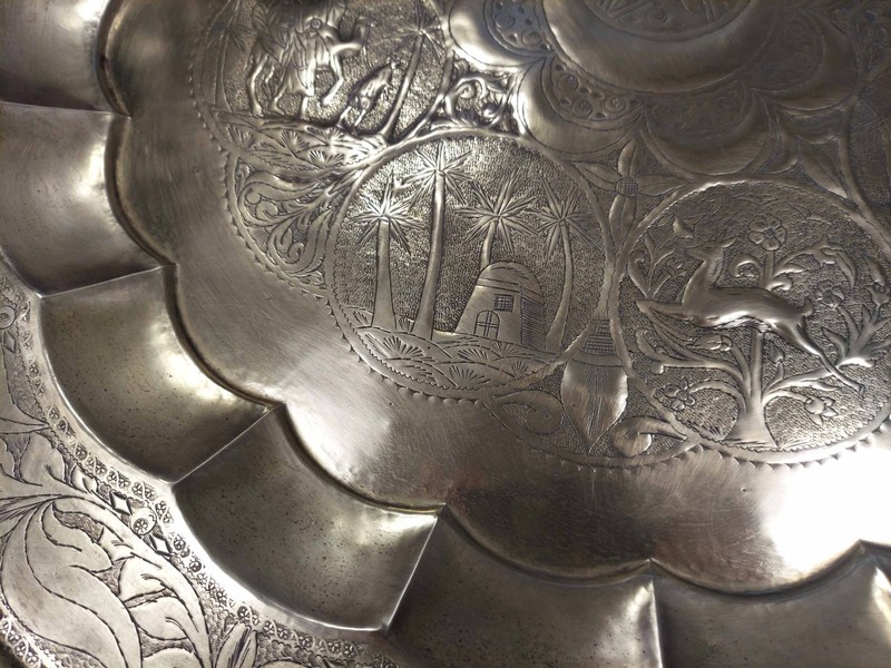 31" Brass Islamic Table Top Middle East Tripoli Libya 1954 Adnan Bezanti gallery