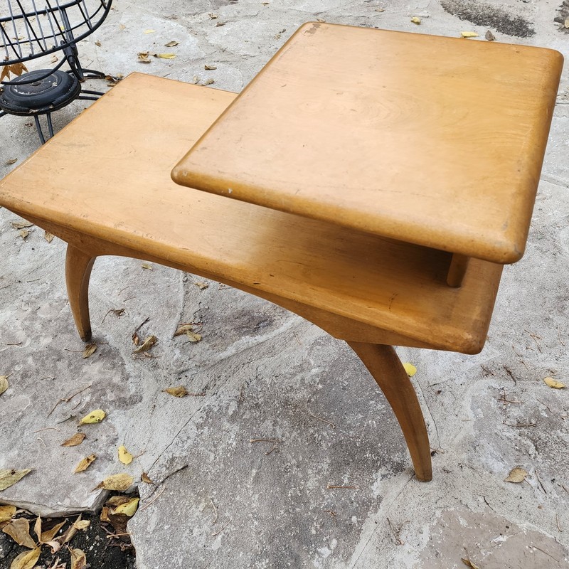 MCM HEYWOOD WAKEFIELD Two Step Tier End Table Curved Legs gallery