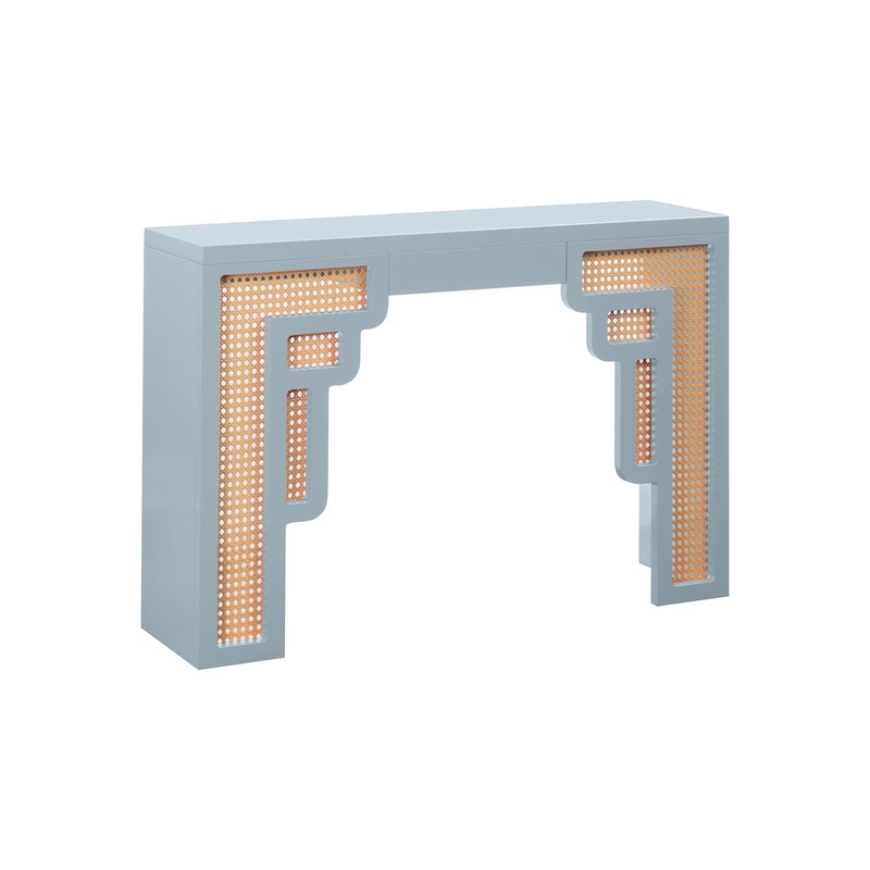 Suzie Rattan Console Table Modern Home Accent Entryway Furniture Pastel Blue