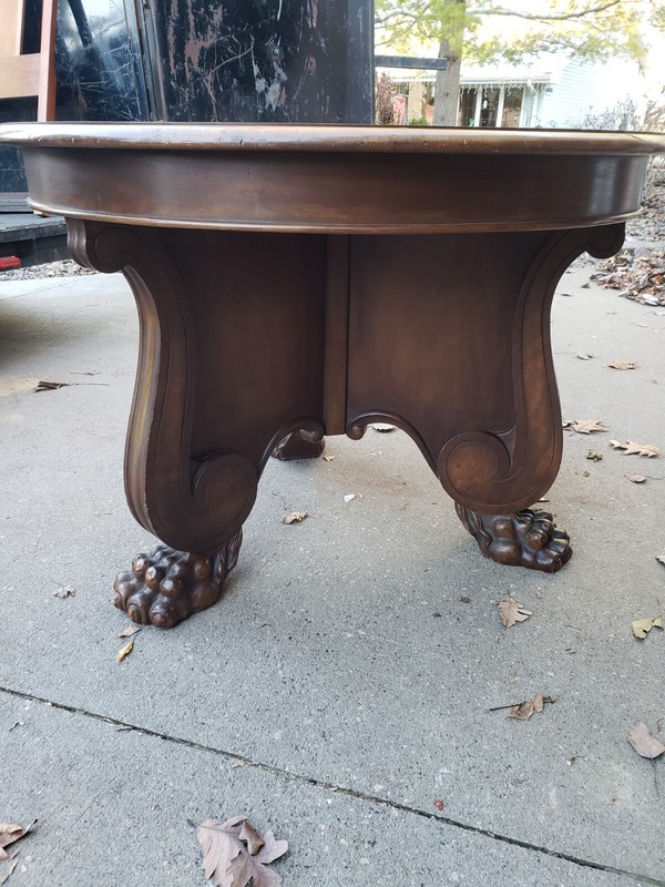 German Made 39in Walnut Entry Way Foyer Table Round Walnut gallery