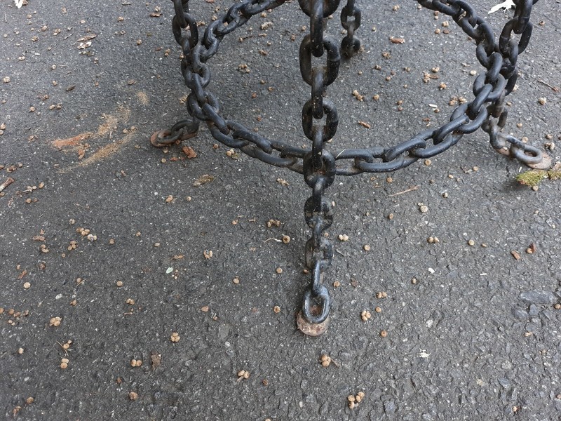 Antique Industrial Welded Chain Marble Top Garden Table Stand gallery