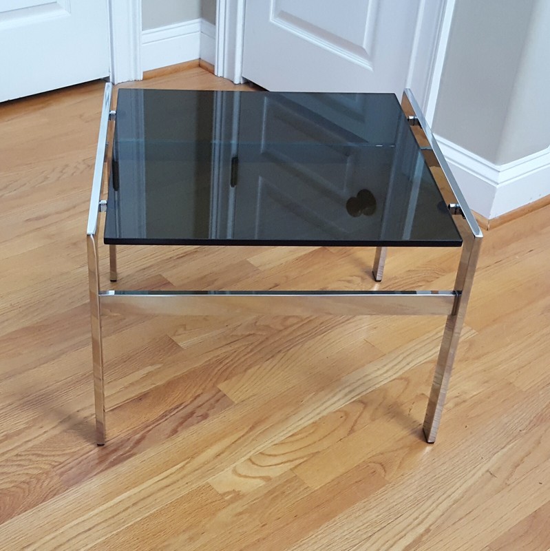 Stylish Vintage Smoked Glass Chrome End/Side Table 1970s/80s Renato Zevi Style! gallery