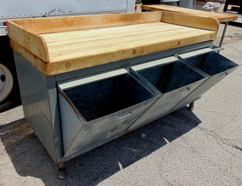 Vtg Industrial Chef Butcher Block bakers WorkStation Table 72x30 gallery