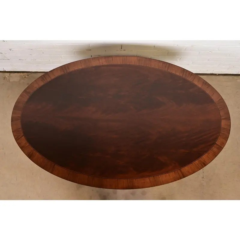 Ethan Allen Regency Banded Flame Mahogany Coffee Table, Newly Refinished gallery