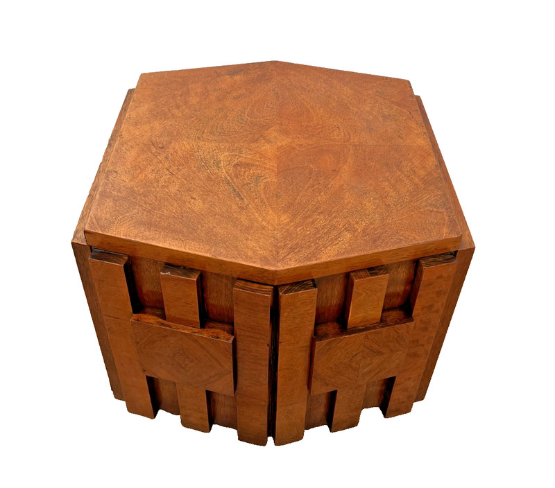 Vintage Lane Staccato Block Brutalist Nightstand Cabinet Side Table MCM Hexagon