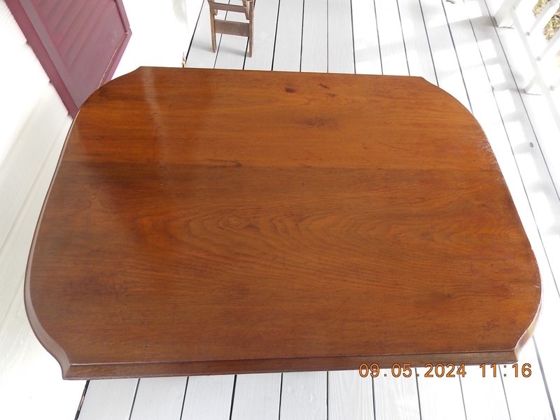 Older Victorian Era Walnut & Mahogany Center Window Lamp Table 30 3/8 X 22 1/4 gallery