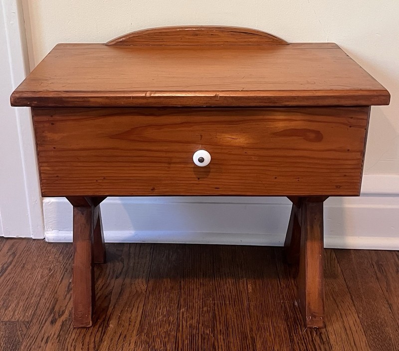 Vintage Handmade Pine Sewing Table Child’s Table Rustic Wood Early American TINY gallery