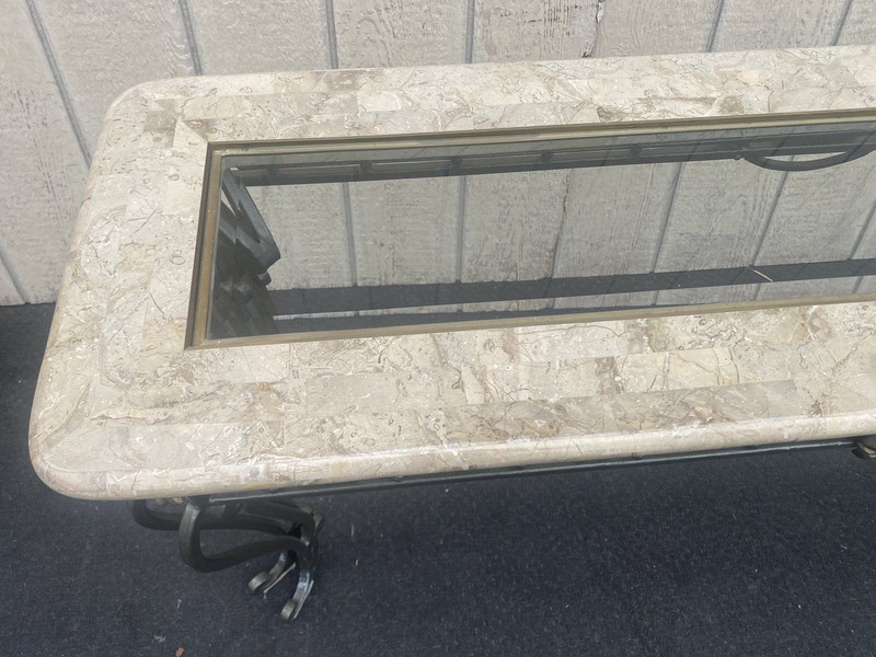 65883 Modern Marble Top Console Table with Glass Insert gallery
