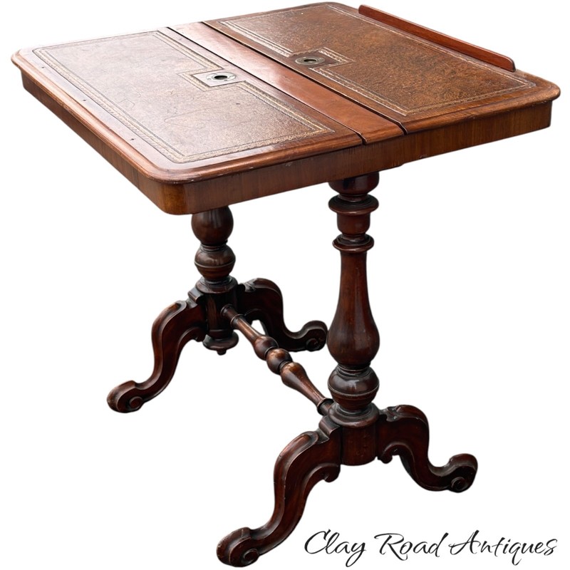 Antique Regency writing reading table combination drawing leather top 19th