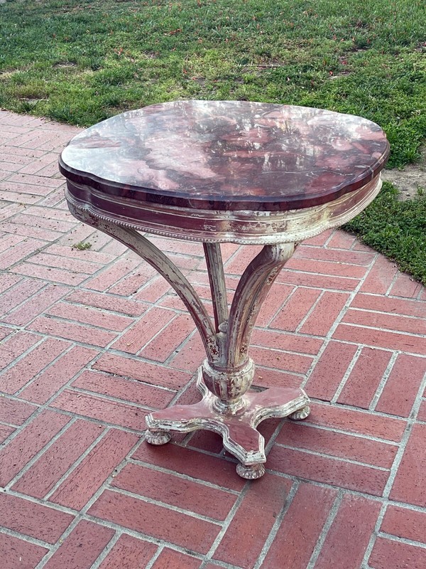 VICTORIAN MAHOGANY CENTER TABLE BEAUTIFUL ROUGE MARBLE TOP 4 CHILDREN’S CHARITY