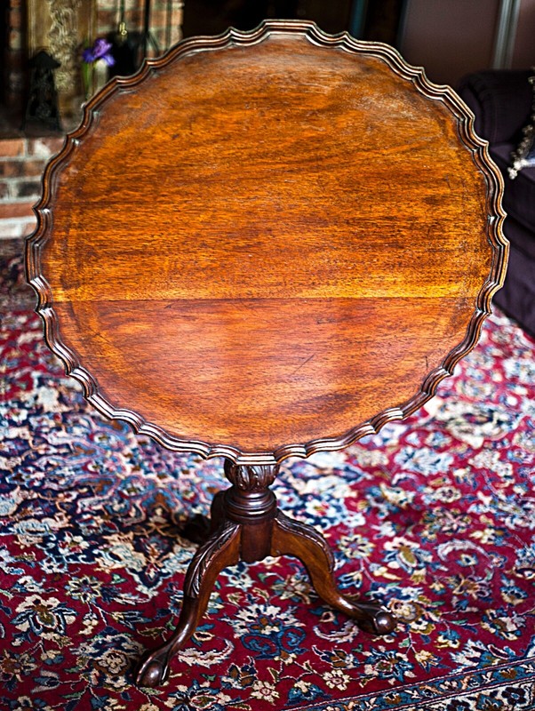 Antique George 3 Tilt Top Tea Table Chippendale Carved Ball & Claw Feet gallery