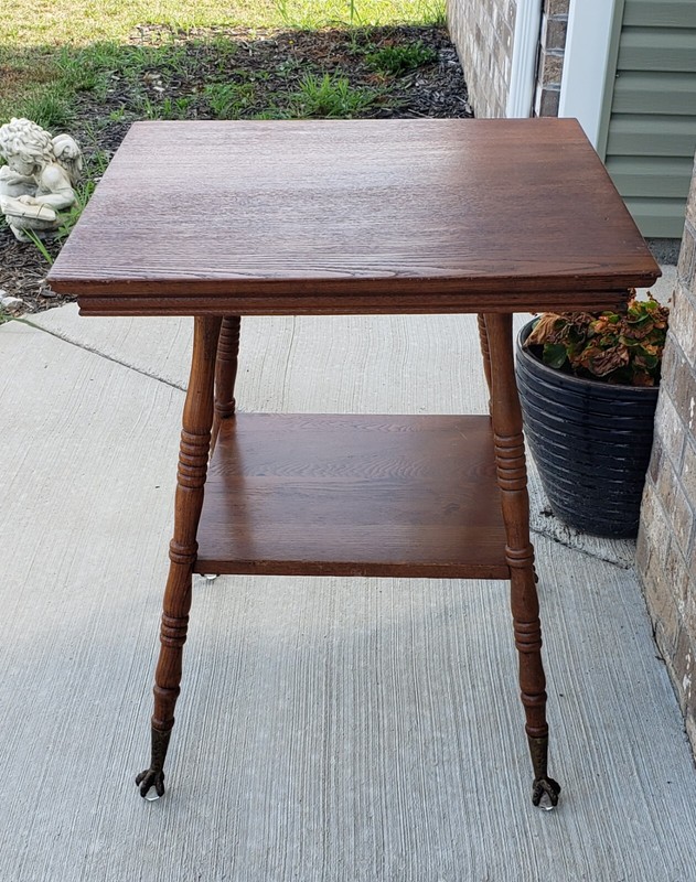 Antique Rolling Parlor Table w/ Talon Glass Feet 1900's Original Condition gallery