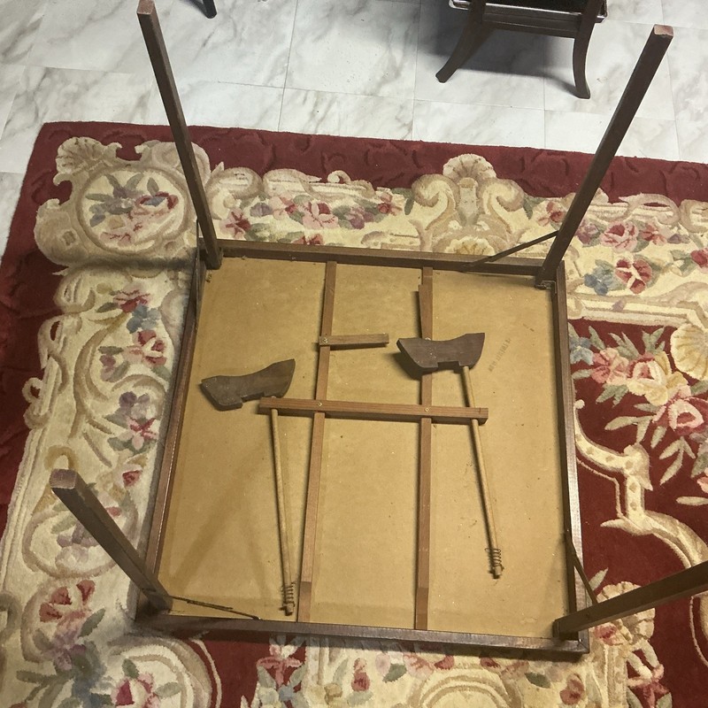 Vtg( 1950s) WOOD PAINTED FOLDING BRIDGE TABLE/FIREPLACE SCREEN,30”Square,27” H gallery