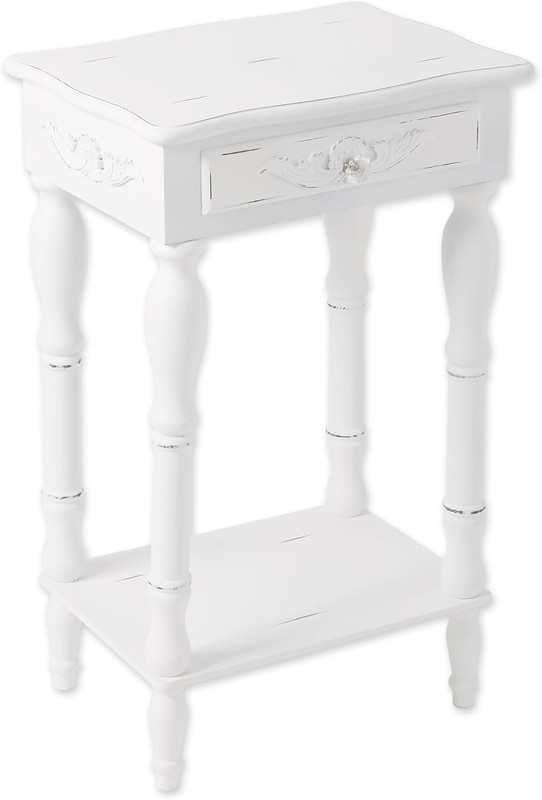Elegant Carved White Side Table – Perfect for Any Room Decor