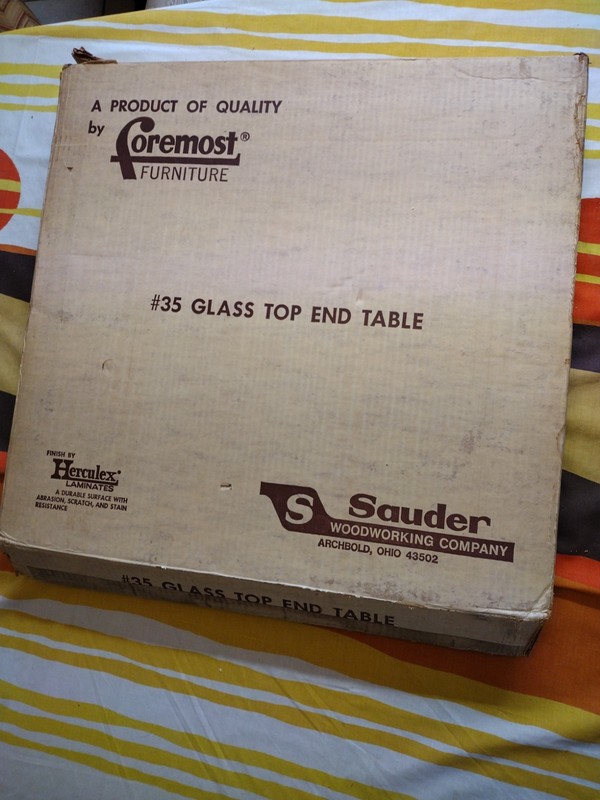 1978 Sauder Foremost Vintage End Table New In Box Smoked Glass NOS Retro 70s NIB