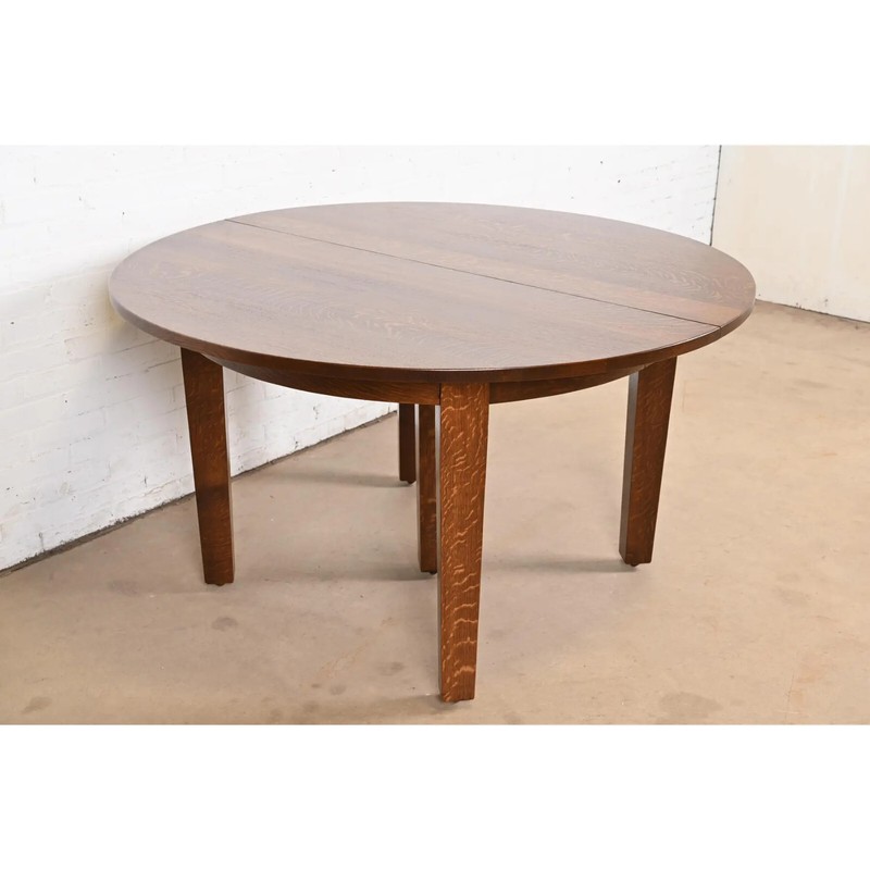 Gustav Stickley Mission Oak Arts & Crafts Extension Dining Table, Refinished gallery