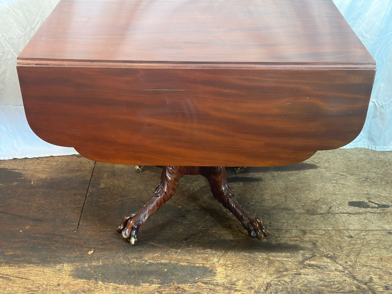 Antique empire DINING carved table Philadelphia hairy paw feet 1820 classical gallery