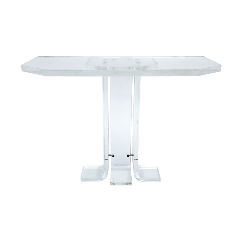 1970s Lucite Console Table Hollywood Regency Retro Acrylic Perspex midcentury