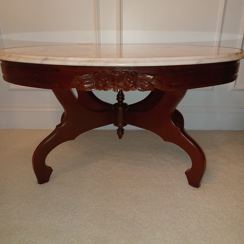 Italian Marble Top, Genuine Mahogany Coffee Table gallery