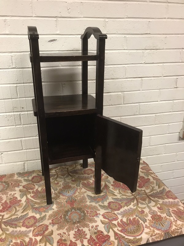 ANTIQUE VTG SMOKE STAND SIDE TABLE WITH DOOR 26 3/4” X 10 1/2” X 9 1/4” DEEP gallery