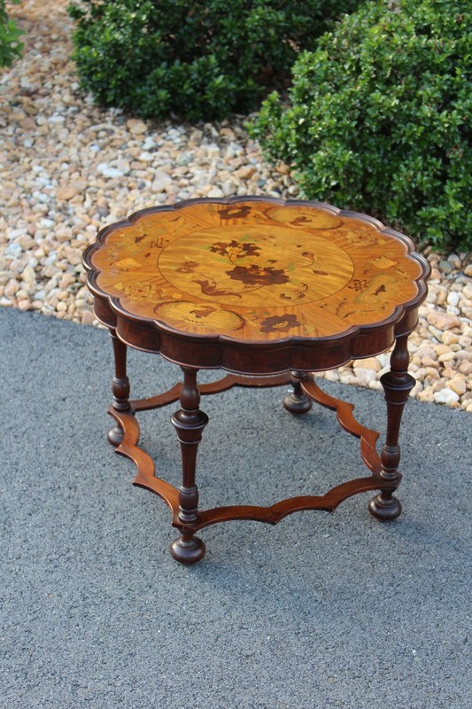 Antique Mahogany Scalloped Table With Inlaid Top gallery