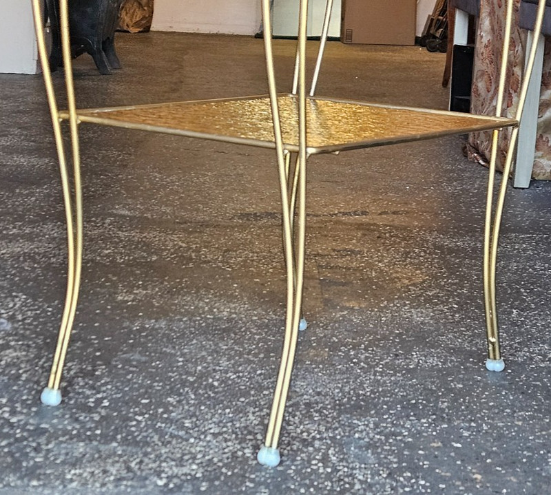 VTG MCM Tiered w/Original English Muffle Glass Table Hollywood Regency Retro gallery