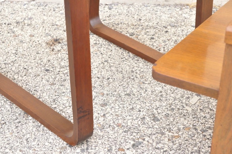 Vintage Mid Century Modern Mahogany & Glass Coffee Table & Pair End Table Set gallery