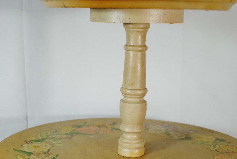 Antique Two-Tier Hand Painted Pedestal Claw Foot Shabby Chic Occasional Table gallery