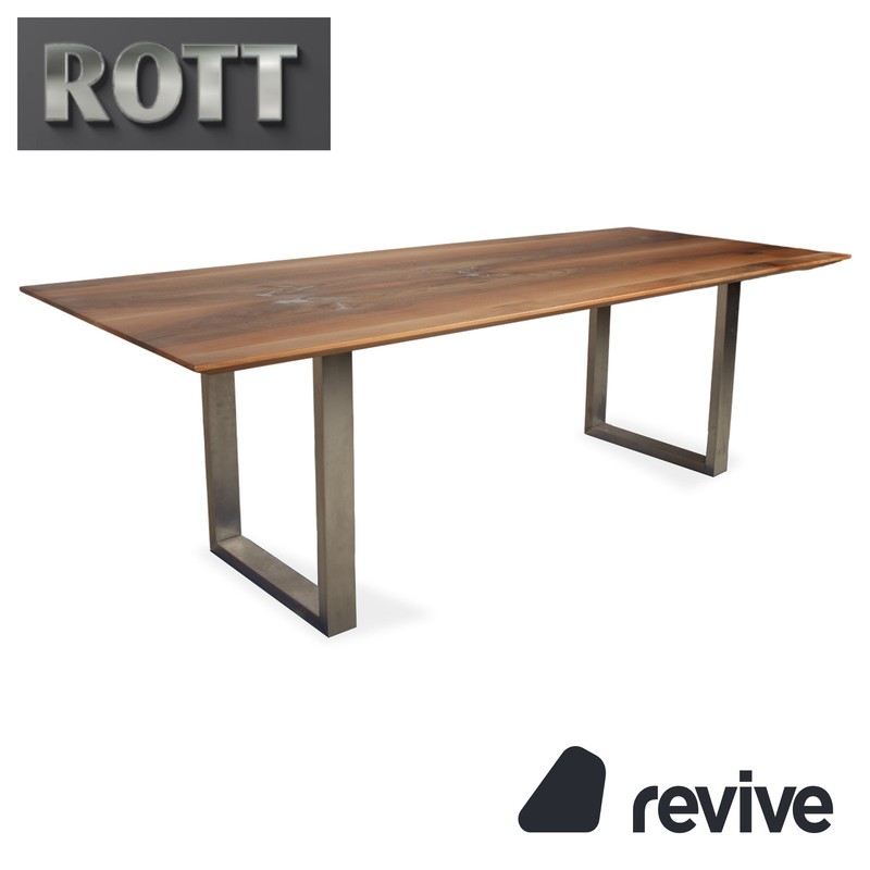 Rott Woodart Solid Walnut Wood Dining Table Brown 240 x 100 cm
