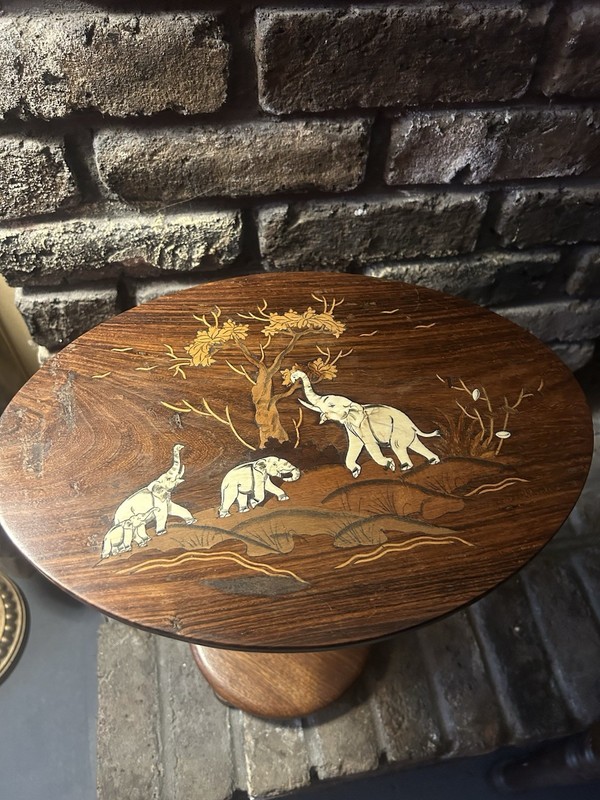 Vintage Rosewood Shibayama Style Hardwood Side Table gallery