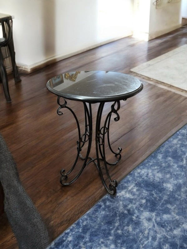 Black Pearl Marble Top Iron Table Art Nouveau