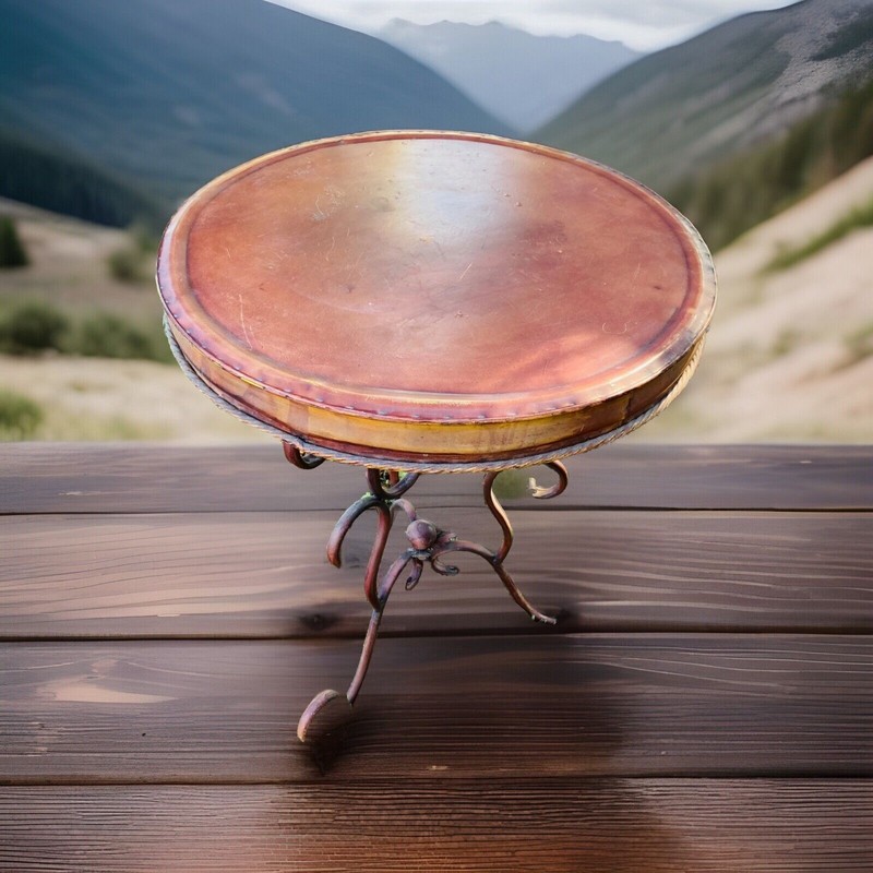 Art Nouveau Design Metal Garden Table- Vintage Garden Round Table Scrolled Feet