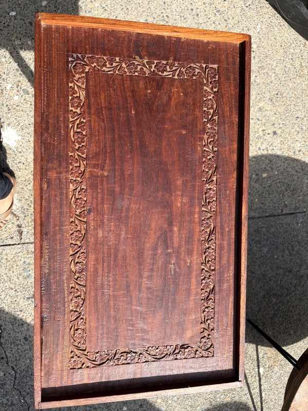 Antique butler wooden hand carved tray