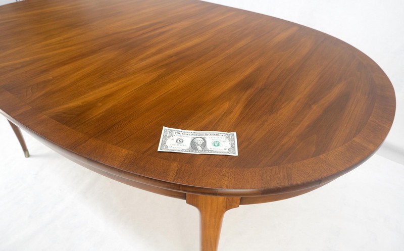 Oval American Walnut Mid Century Modern Dining Table on Tapered Leg 2 Leaves gallery