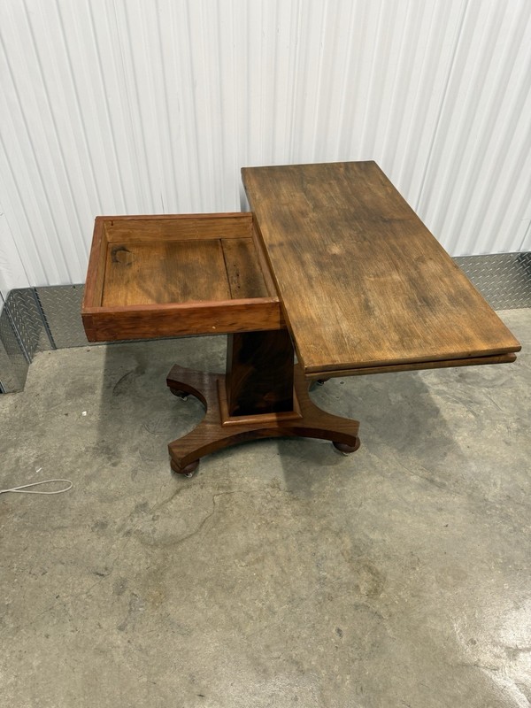 Vintage Mid Century Table With Swivel Top And Storage On Wheels gallery