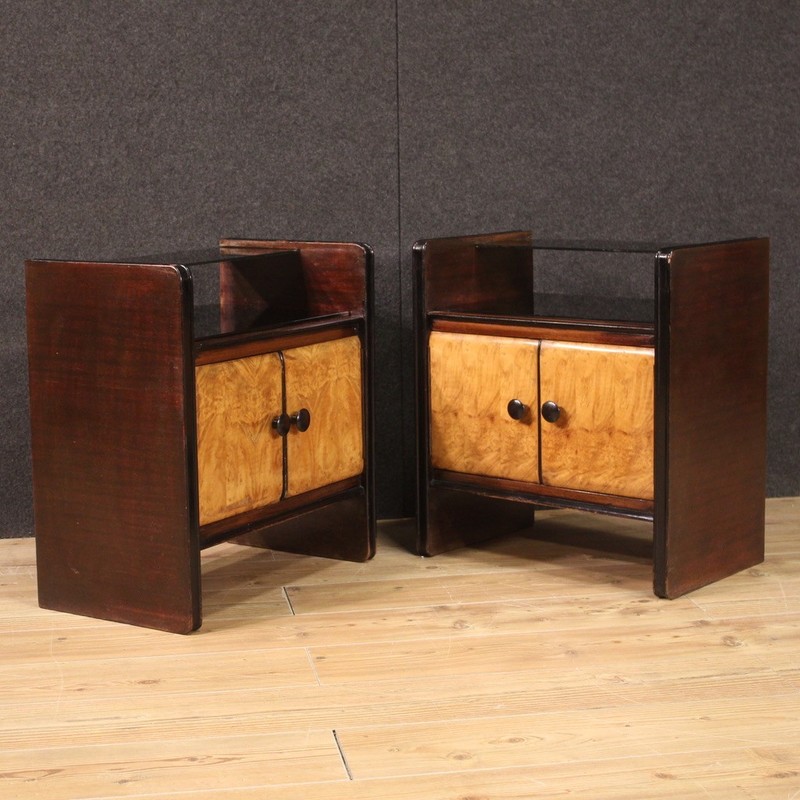 Pair night stands Art Deco vintage bedside tables furniture 20th century modern gallery