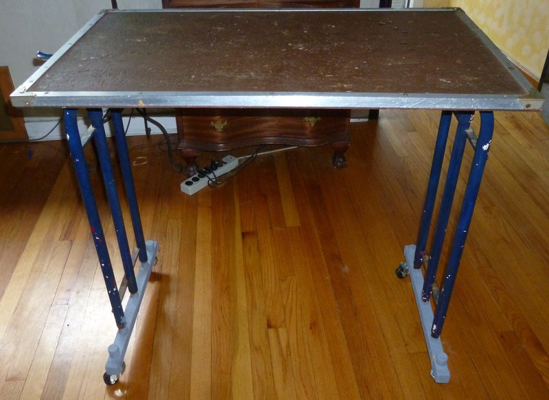 Vintage Utility / Work / Multi-Purpose Table (Adjustable Height with Wheels)