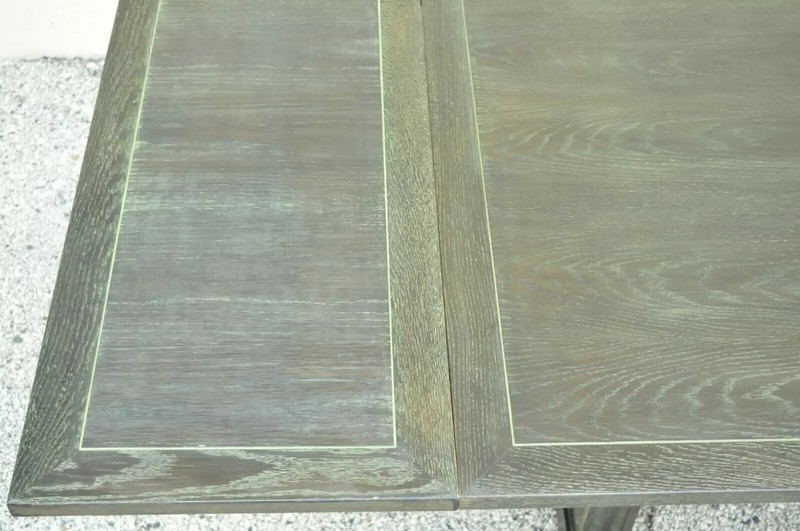 Gothic James Mont Style Green Cerused Oak Pedestal Dining Table by Enkeboll gallery