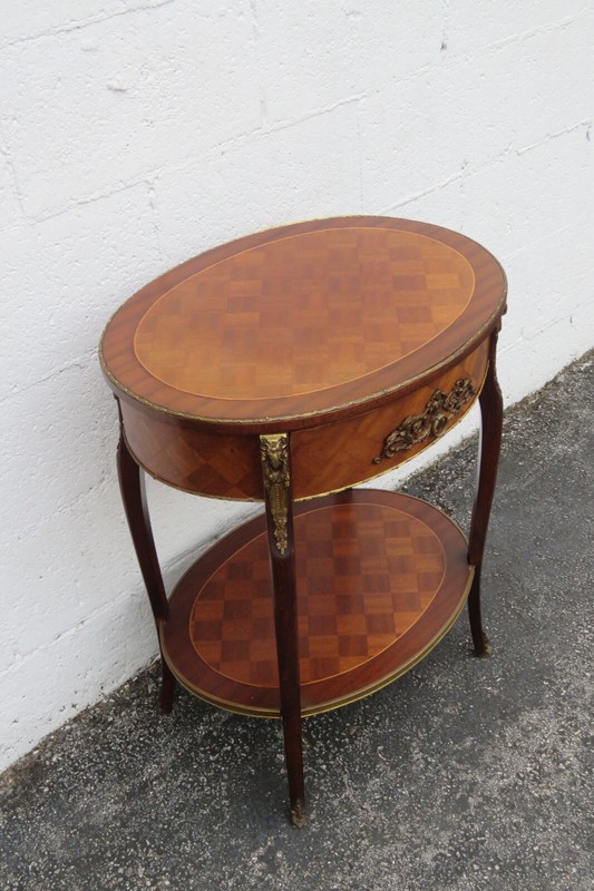 French Inlay Oval Two Tiers Side End Accent Table 5250 gallery