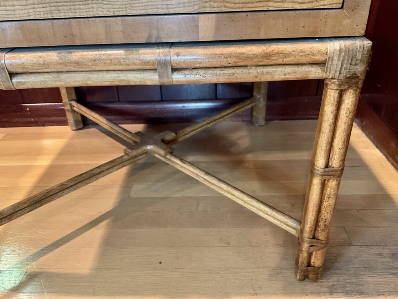 Vintage Henredon Single Drawer Bamboo Side Table gallery